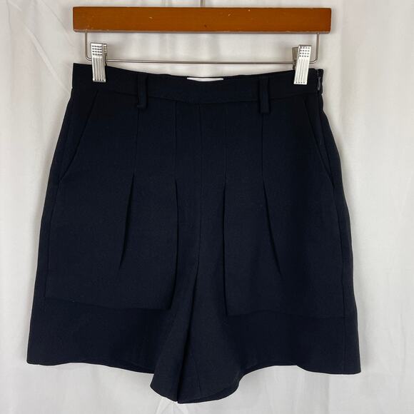 Maeve Anthropologie Women's Black The Avery Pleated Trouser Pocket Shorts Size 0